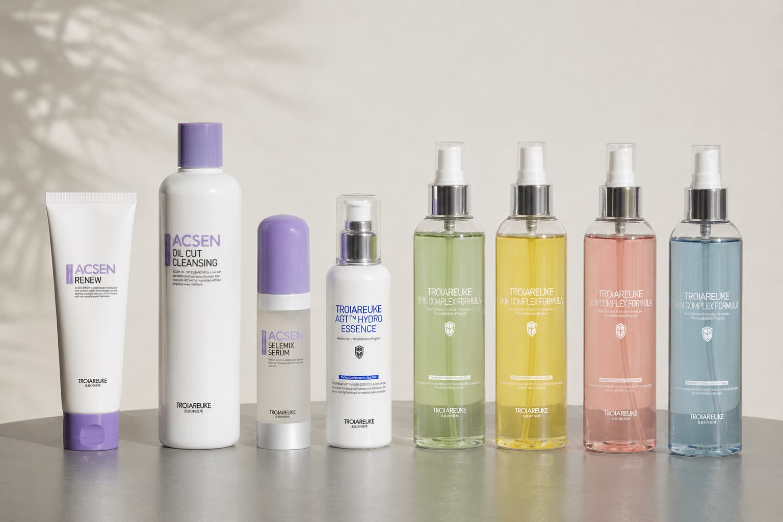 Skincare items provided, including cleanser and toner